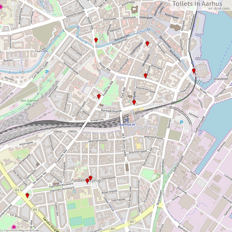 Toilets Aarhus - map of cash machines