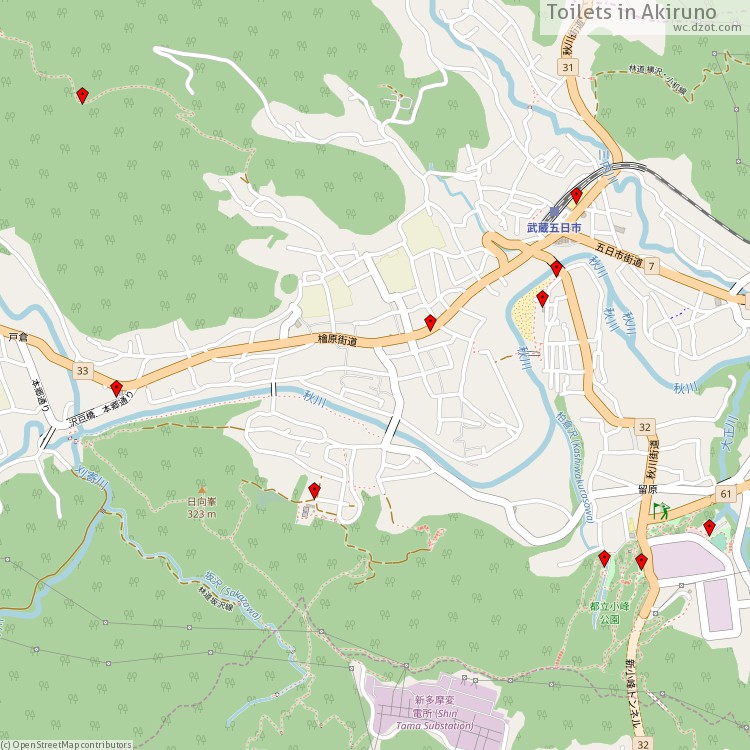 Toilets Akiruno - map of cash machines