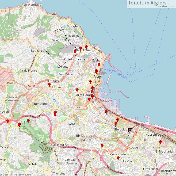 Toilets Algiers - map of cash machines