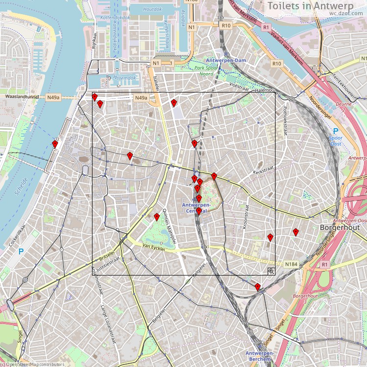 Toiletten Antwerpen - map of cash machines
