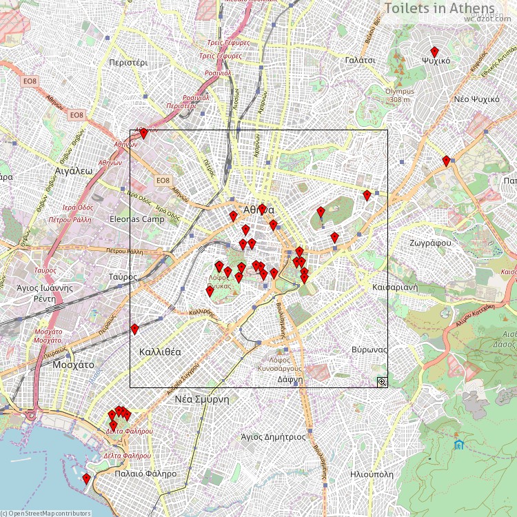 Toilets Athens - map of cash machines