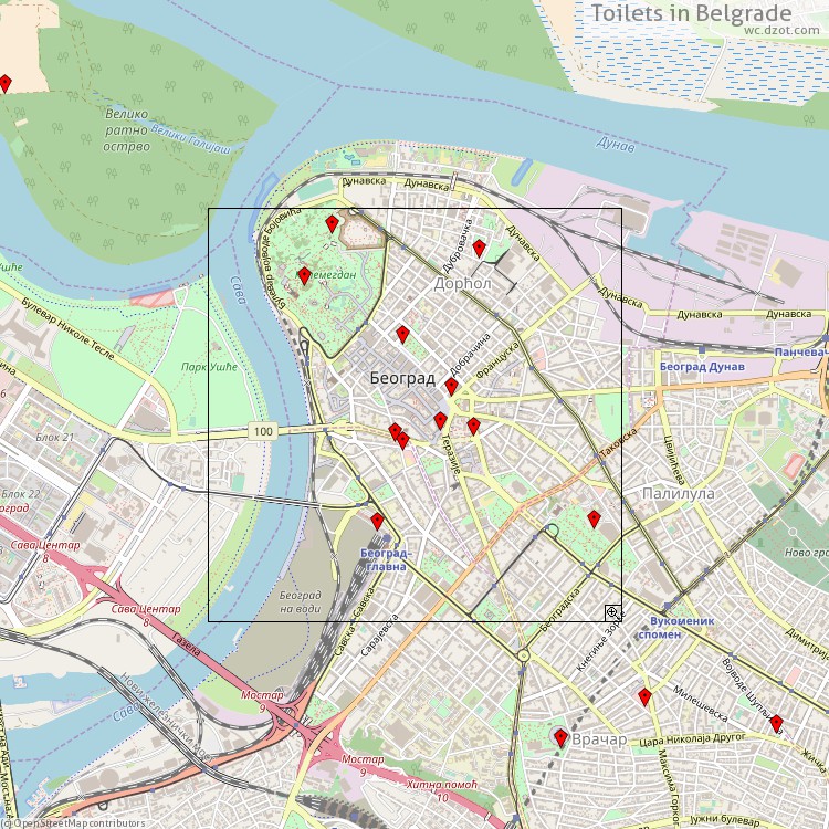 Toilets Belgrade - map of cash machines