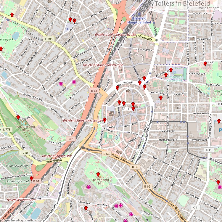 Toiletten Bielefeld - map of cash machines