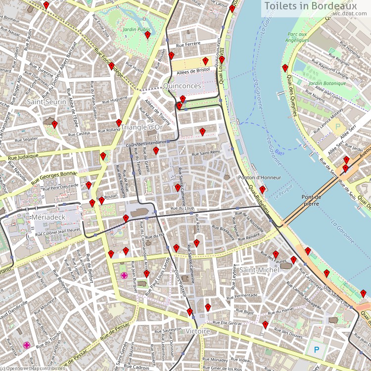 Toilets Bordeaux - map of cash machines