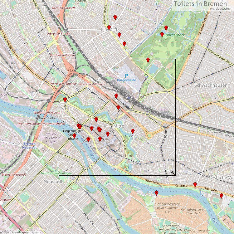 Toilets Bremen - map of cash machines