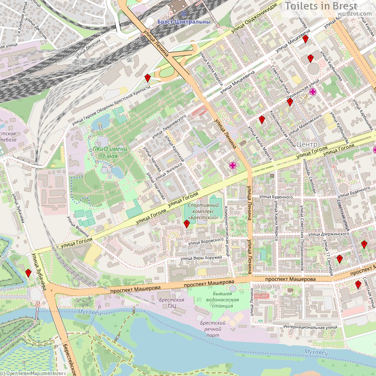 Toilets Brest - map of cash machines