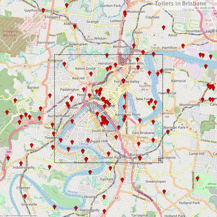 Toilets Brisbane - map of cash machines