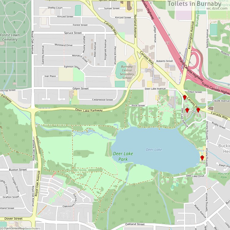 Toilets Burnaby - map of cash machines