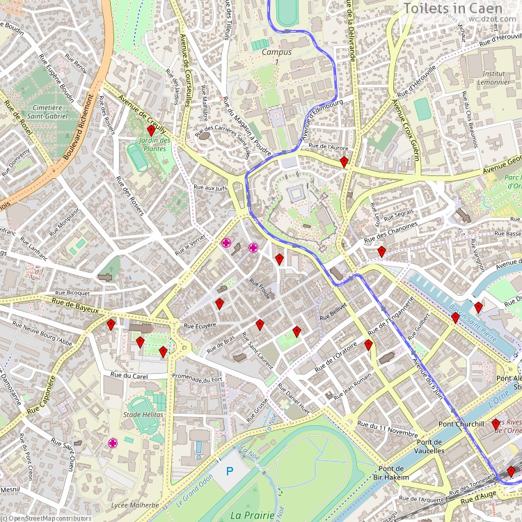 Toilets Caen - map of cash machines