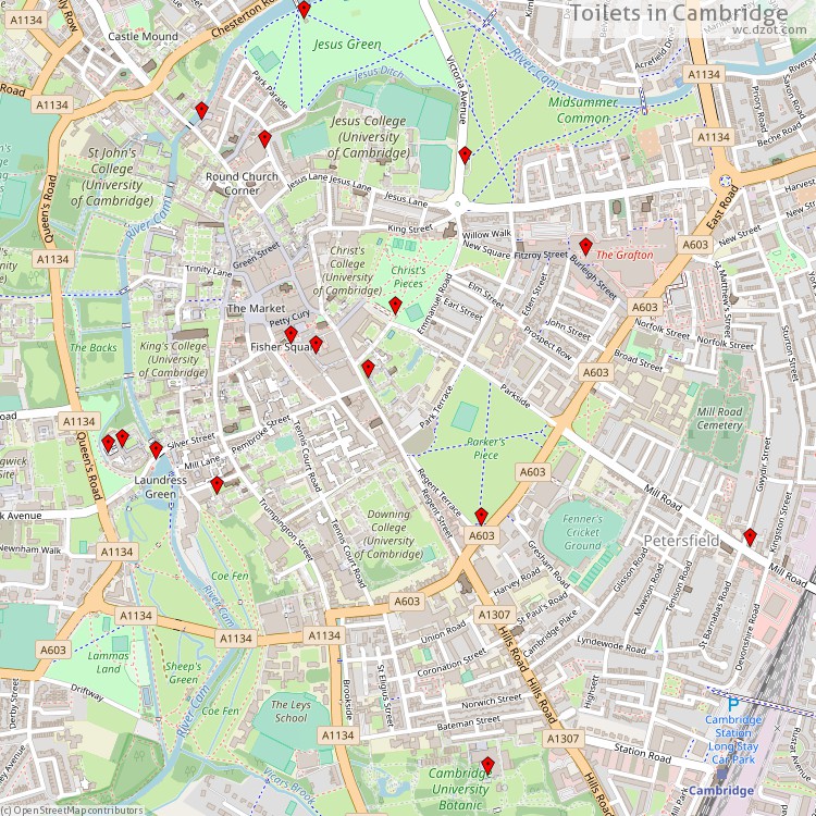 Toilets Cambridge - map of cash machines
