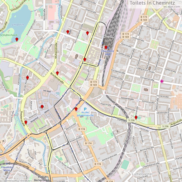 Toilets Chemnitz - map of cash machines