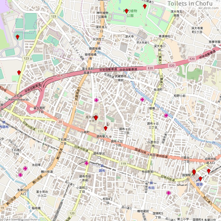 Toilets Chofu - map of cash machines