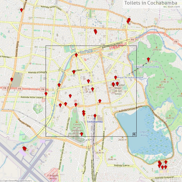 Toilets Cochabamba - map of cash machines