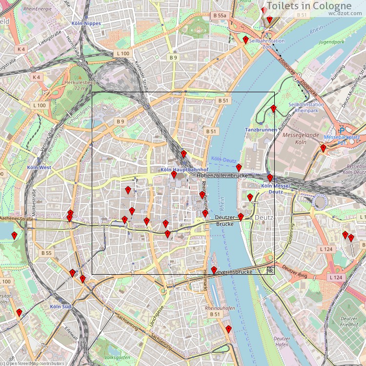 Toilets Cologne - map of cash machines