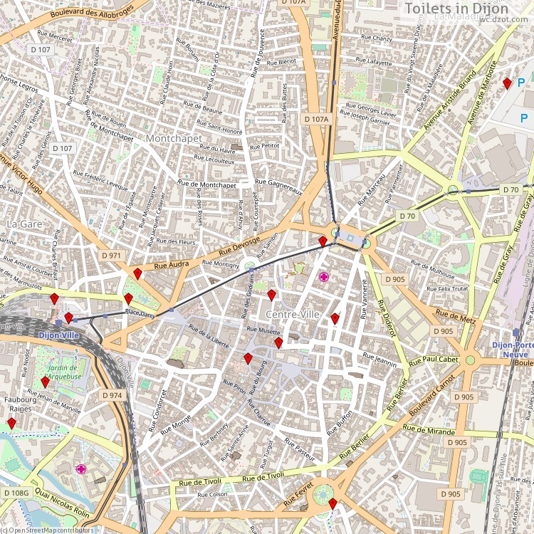 Toilets Dijon - map of cash machines