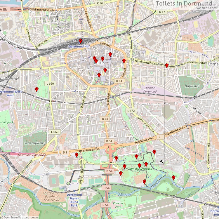 Toilets Dortmund - map of cash machines