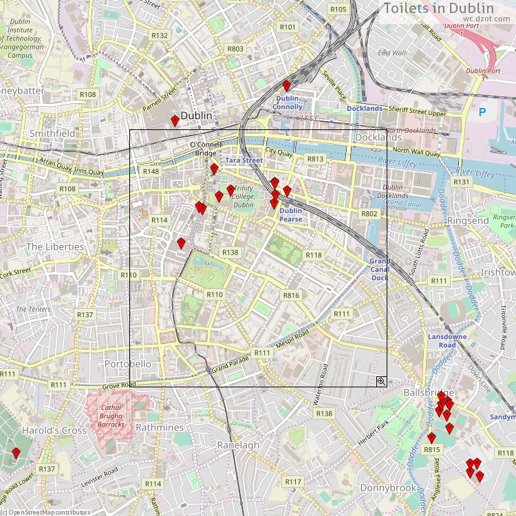 Toilets Dublin - map of cash machines