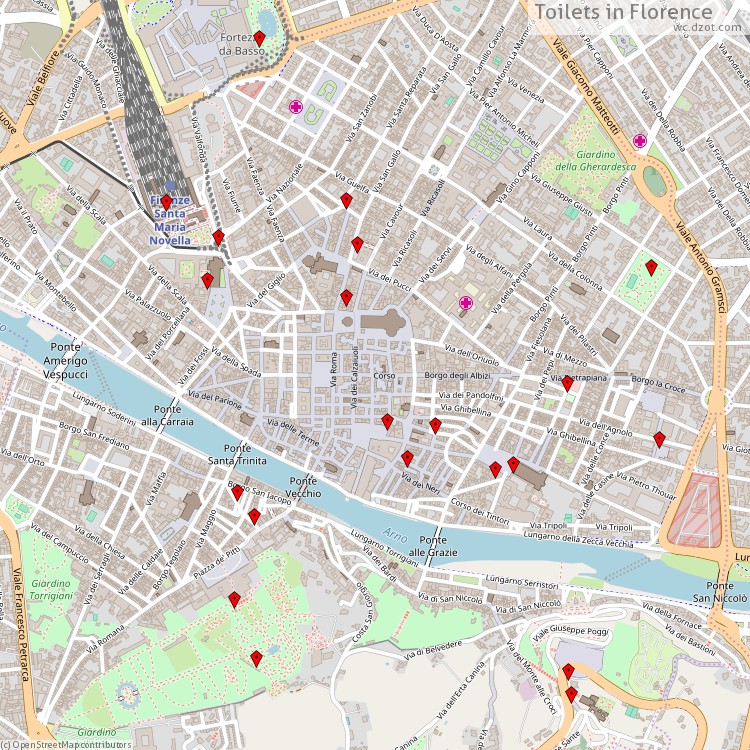 Toilets Florence - map of cash machines