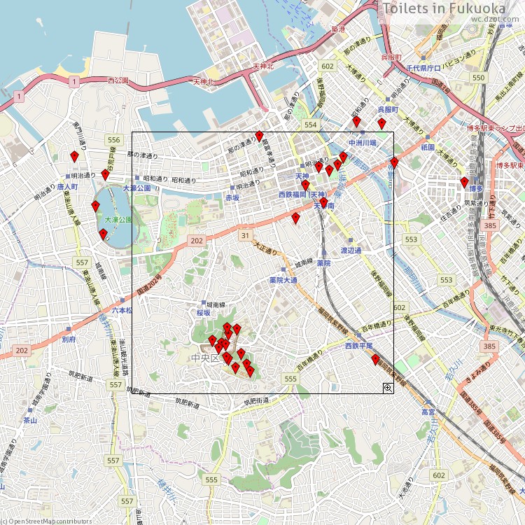 トイレ 福岡市 - map of cash machines