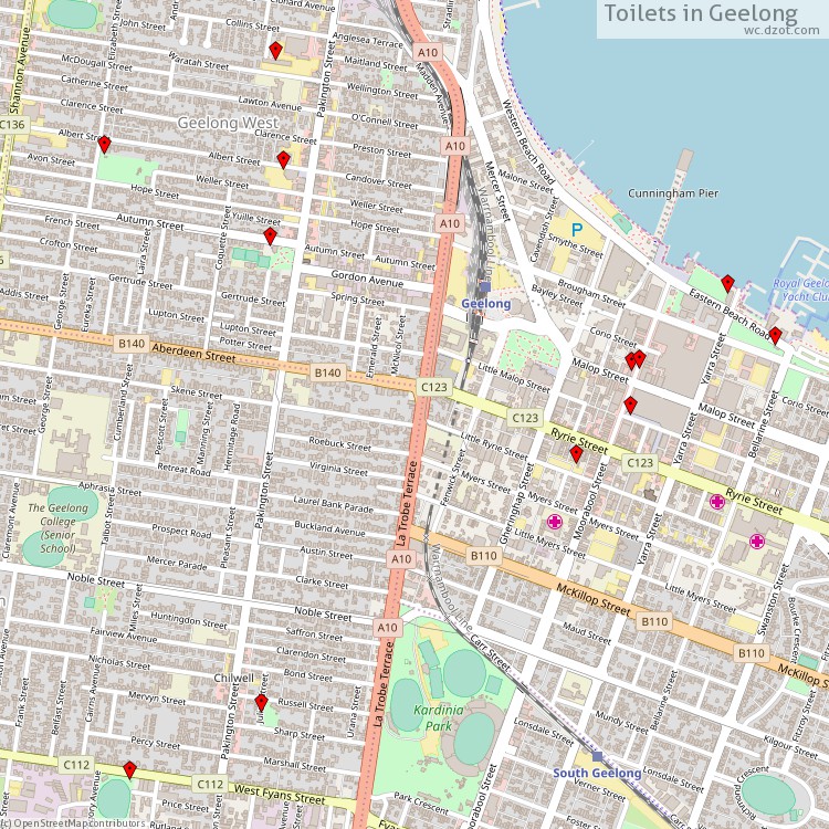 Toilets Geelong - map of cash machines