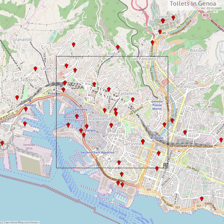Toilets Genoa - map of cash machines