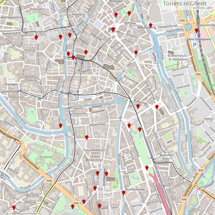 Toiletten Gent - map of cash machines