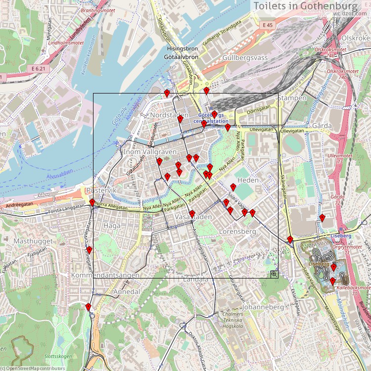 Toilets Gothenburg - map of cash machines