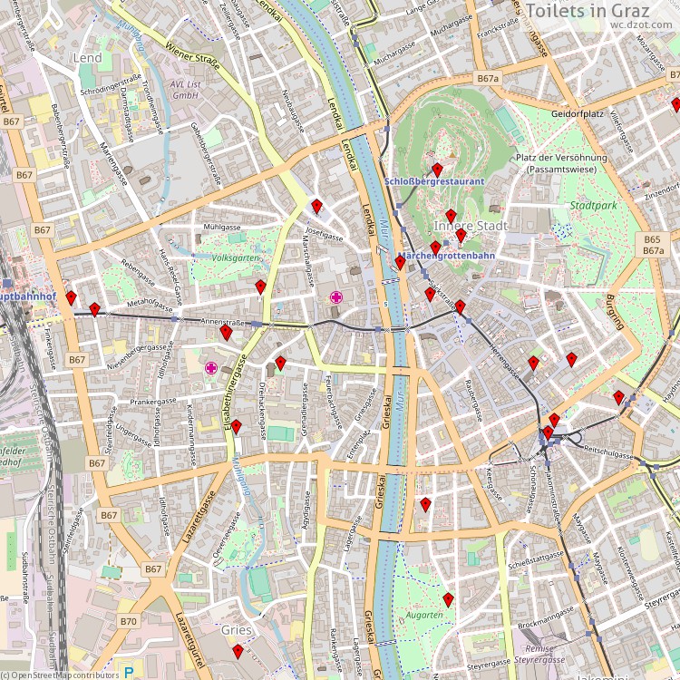 Toilets Graz - map of cash machines