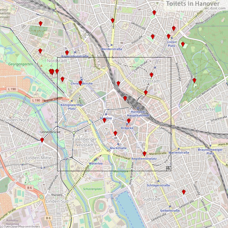 Toilets Hanover - map of cash machines
