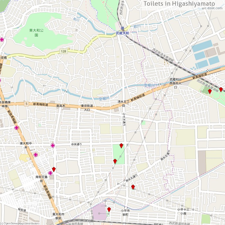 Toilets Higashiyamato - map of cash machines