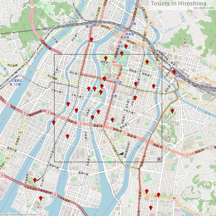 Toilets Hiroshima - map of cash machines