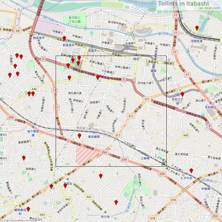 Toilets Itabashi - map of cash machines