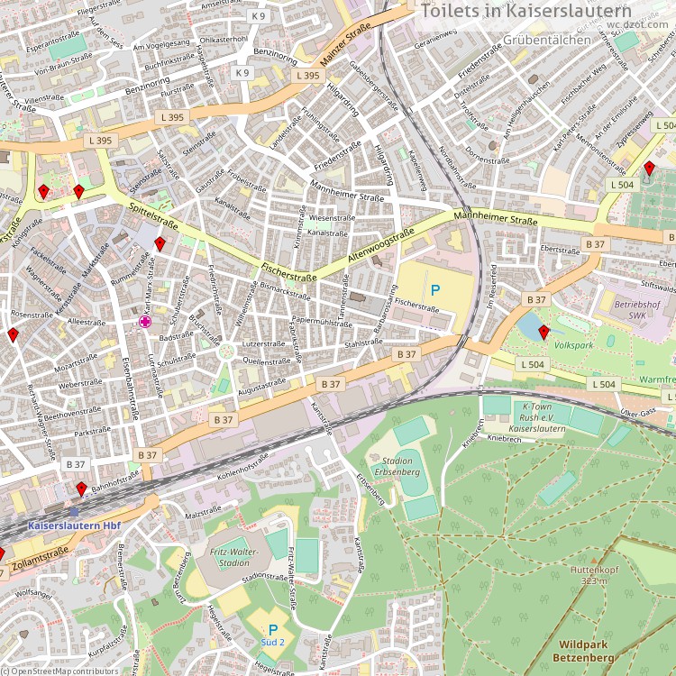 Toilets Kaiserslautern - map of cash machines