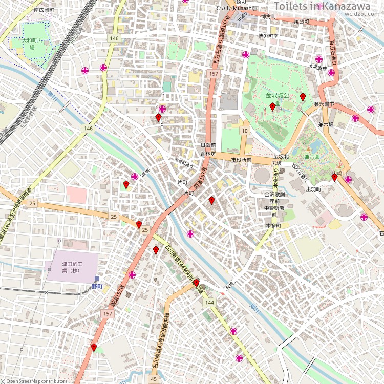 Toilets Kanazawa - map of cash machines