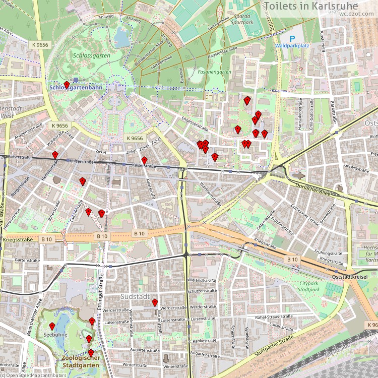 Toilets Karlsruhe - map of cash machines