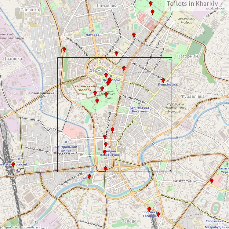 Туалети Харків - map of cash machines