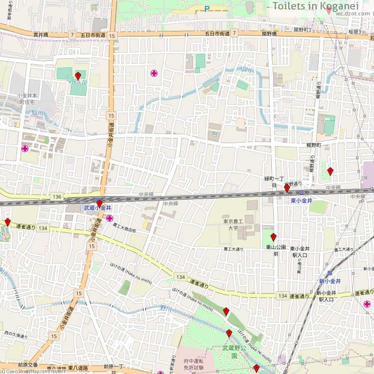 Toilets Koganei - map of cash machines