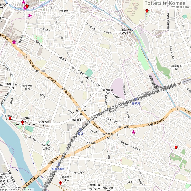 Toilets Komae - map of cash machines