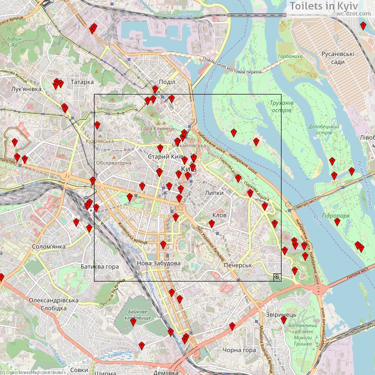 Toilets Kyiv - map of cash machines