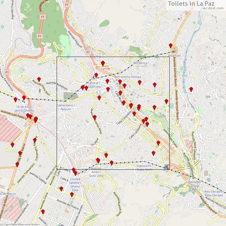 Toilets La Paz - map of cash machines