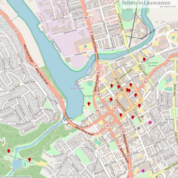 Toilets Launceston - map of cash machines