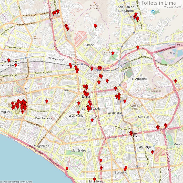 Toilets Lima - map of cash machines