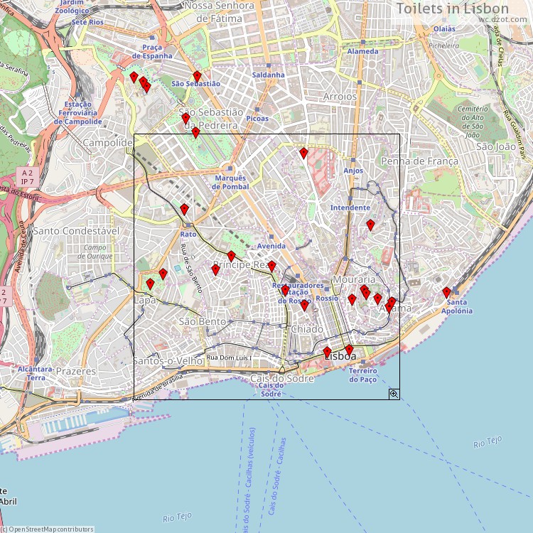 Toilets Lisboa - map of cash machines