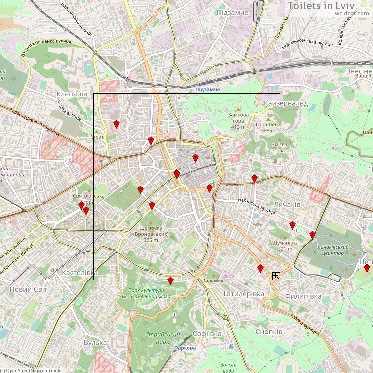 Toilets Lviv - map of cash machines