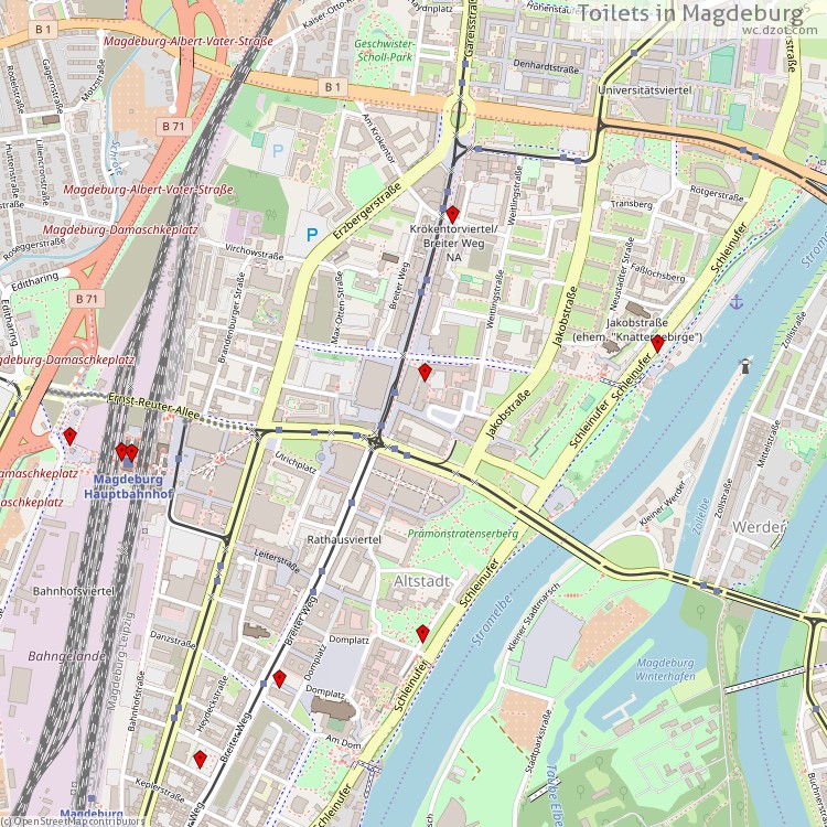 Toilets Magdeburg - map of cash machines