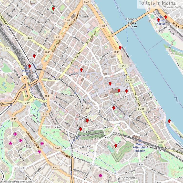 Toilets Mainz - map of cash machines