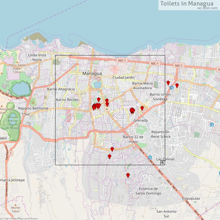 Toilets Managua - map of cash machines