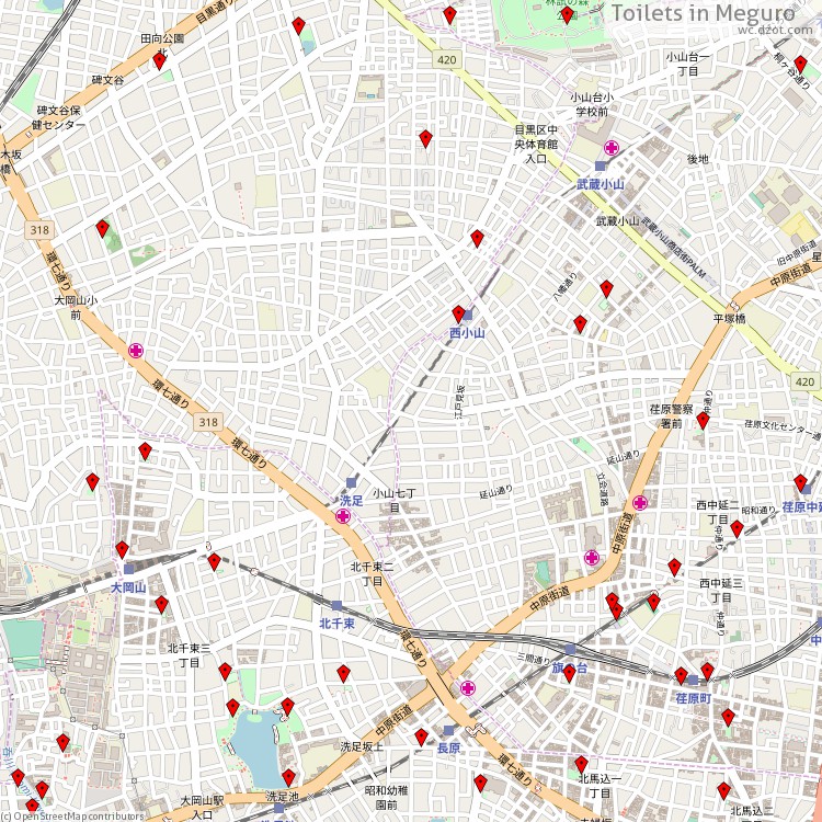 Toilets Meguro - map of cash machines
