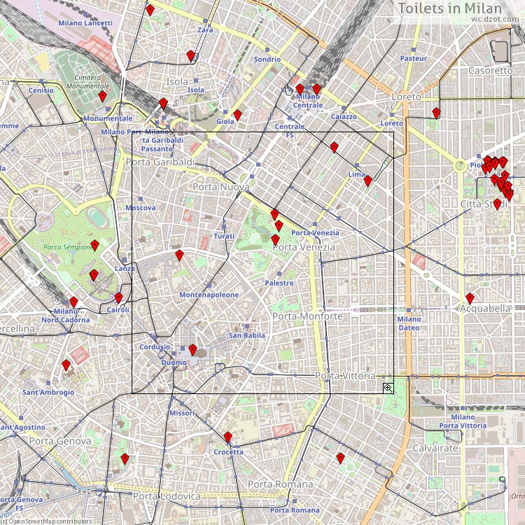 Toilets Milan - map of cash machines