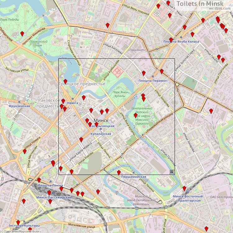 Toilets Minsk - map of cash machines